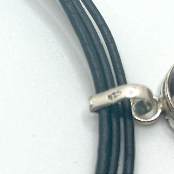 Sterling Silver Chevron Amethyst Pendant Necklace 925 Purple Banded Quartz - Picture 5 of 11